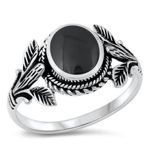 Load image into Gallery viewer, Sterling Silver Black Agate Stone Ring-11.7mm