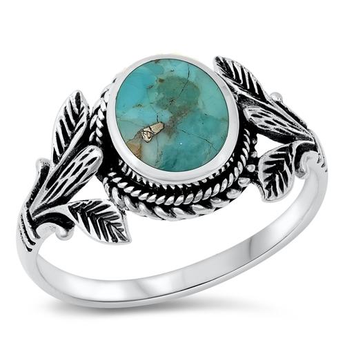 Sterling Silver Genuine Turquoise Stone Ring-11.7mm