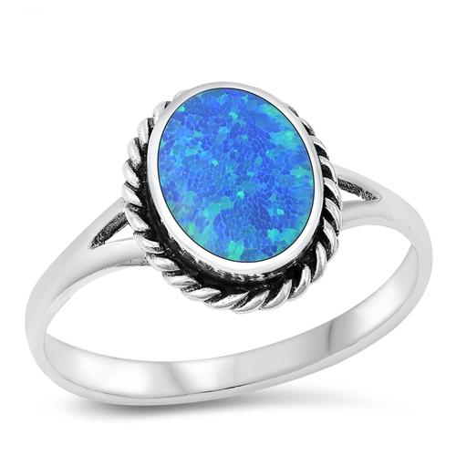 Sterling Silver Blue Lab Opal Ring-12.4mm