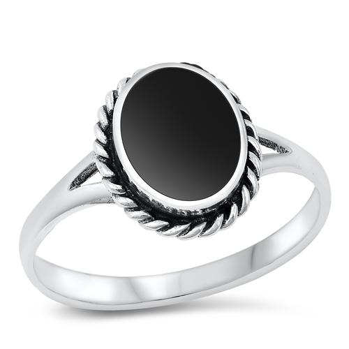 Sterling Silver Black Agate Ring-12.4mm