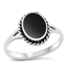 Load image into Gallery viewer, Sterling Silver Black Agate Ring-12.4mm