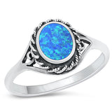 Sterling Silver Celtic Oval Blue Lab Opal Ring