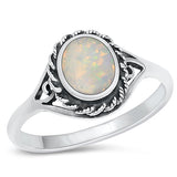 Sterling Silver Celtic Oval White Lab Opal Ring