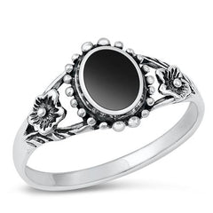 Sterling Silver Black Agate Stone Ring