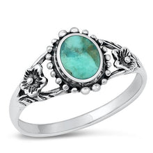 Load image into Gallery viewer, Sterling Silver Genuine Turquoise Stone Ring