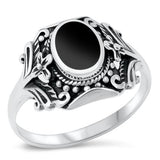 Sterling Silver Black Agate Stone Ring-14mm