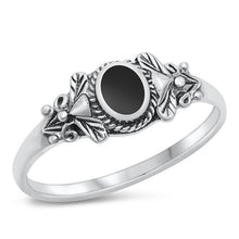Load image into Gallery viewer, Sterling Silver Black Agate Stone Ring