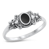 Sterling Silver Black Agate Stone Ring