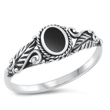 Load image into Gallery viewer, Sterling Silver Black Agate Stone Ring