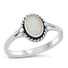 Load image into Gallery viewer, Sterling Silver Oxidized White Lab Opal Ring-1