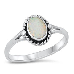 Sterling Silver Oxidized White Lab Opal Ring-1