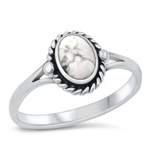 Load image into Gallery viewer, Sterling Silver Oxidized White Buffalo Turquoise Ring-9.6mm