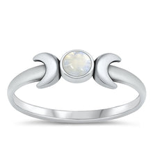 Load image into Gallery viewer, Sterling Silver Oxidized Moon Stone Ring