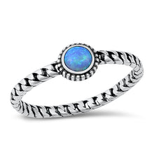 Load image into Gallery viewer, Sterling Silver Celtic Round Blue Lab Opal Ring