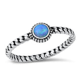 Sterling Silver Celtic Round Blue Lab Opal Ring