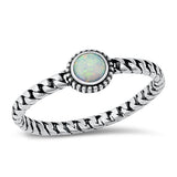 Sterling Silver Celtic Round White Lab Opal Ring