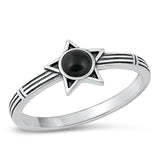 Sterling Silver Star Black Agate Stone Ring
