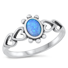 Load image into Gallery viewer, Sterling Silver Heart And Turtle Blue Lab Opal Ring