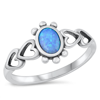 Sterling Silver Heart And Turtle Blue Lab Opal Ring