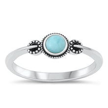 Load image into Gallery viewer, Sterling Silver Oxidized Round Genuine Larimar Stone Ring