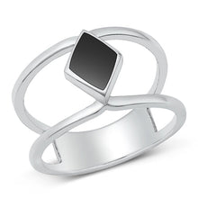 Load image into Gallery viewer, Sterling Silver Black Agate Ring-12.7mm