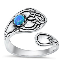 Load image into Gallery viewer, Sterling Silver Oxidized Blue Lab Opal Ring-18.7mm