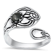Load image into Gallery viewer, Sterling Silver Oxidized Black Agate Ring-18.7mm