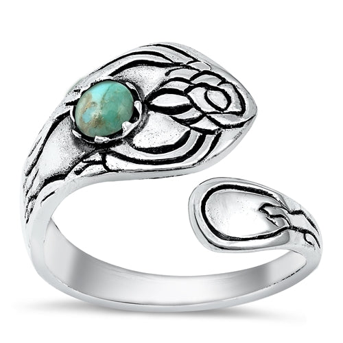 Sterling Silver Oxidized Genuine Turquoise Ring-18.7mm