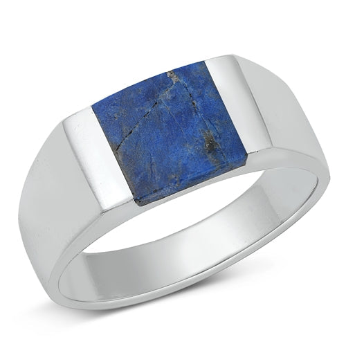 Sterling Silver Blue Lapis Square Block Ring