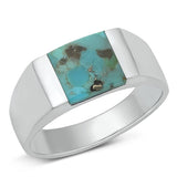 Sterling Silver Genuine Turquoise Square Block Ring