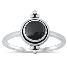 Load image into Gallery viewer, Sterling Silver Black Agate Stone Ring-1