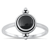 Sterling Silver Black Agate Stone Ring-1