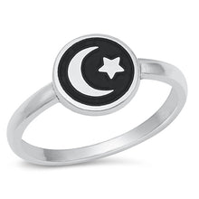 Load image into Gallery viewer, Sterling Silver Polished Moon And Star Shape Ring