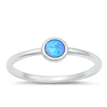 Load image into Gallery viewer, Sterling Silver Round Blue Lab Opal Ring