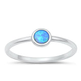 Sterling Silver Round Blue Lab Opal Ring