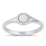 Sterling Silver Round White Lab Opal Ring
