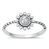 Sterling Silver Oxidized Flower Moonstone Ring