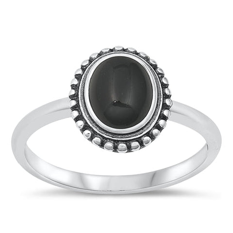 Sterling Silver Black Agate Ring