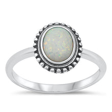 Load image into Gallery viewer, Sterling Silver Oval White Lab Opal Ring