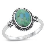 Sterling Silver Oval Simulated Turquoise Stone Ring