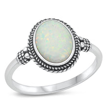 Load image into Gallery viewer, Sterling Silver Oval White Lab Opal Ring