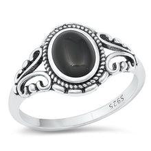 Load image into Gallery viewer, Sterling Silver Oxidized Celtic Black Agate Stone Ring