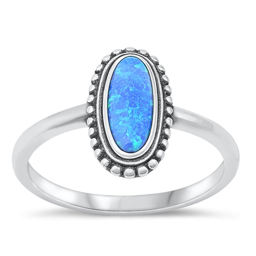 Sterling Silver Celtic Oval Blue Lab Opal Ring