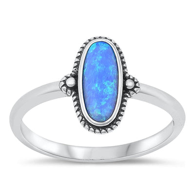 Sterling Silver Blue Lab Opal 11.9mm Oval Ring