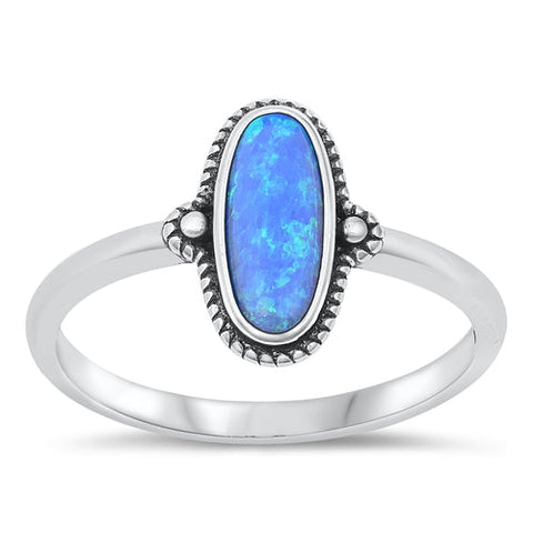 Sterling Silver Blue Lab Opal 11.9mm Oval Ring