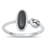 Sterling Silver Oxidized Knot Black Agate Stone Ring