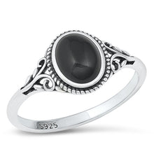 Load image into Gallery viewer, Sterling Silver Celtic Oval Black Agate Ring