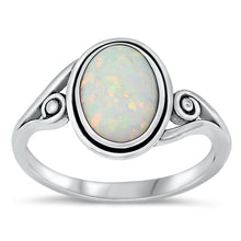 Load image into Gallery viewer, Sterling Silver Oval White Lab Opal Ring