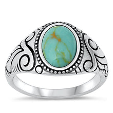 Load image into Gallery viewer, Sterling Silver Oxidized Simulate Turquoise Stone Ring