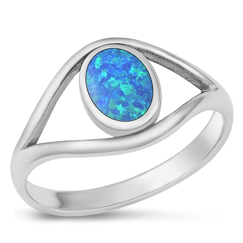 Sterling Silver Oxidized Blue Lab Opal Ring-11.8mm